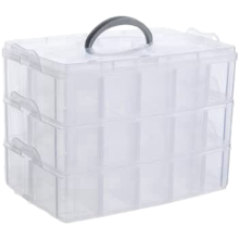 Organisator voor kunst, ambachten en sieraden, stapelbare organizer van 3 lagen van transparant plastic met 30 verstelbare compartimenten