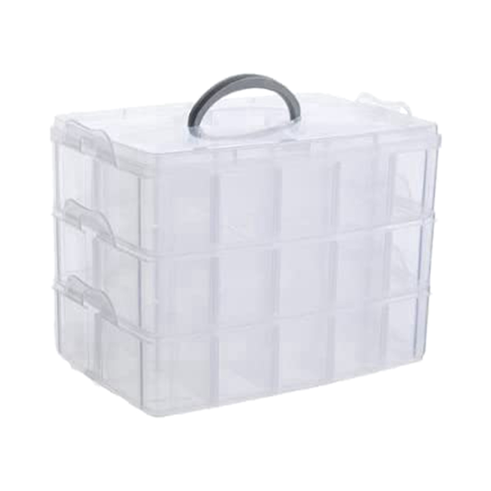 Organizer FüR Kunst, Handwerk Und Schmuck, Stapelbarer 3-Stufiger Organizer Aus Durchsichtigem Kunststoff Mit 30 Verstellbaren FäChern-image