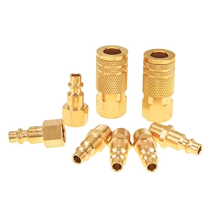 Kit di 8 raccordi rapidi per attacco aria e spina, raccordo per tubo flessibile industriale in ottone NPT da 1/4 di pollice per utensili