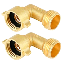 Lot de 2 coudes de tuyau d'arrosage à 90 degrés, connecteur en laiton de 3/4 po pour raccordements d'eau de camping-car et robinets résidentiels