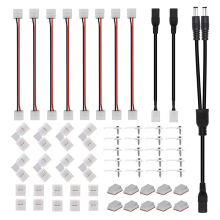2-poliger LED-Anschlusssatz, lötfreie Anschlüsse, 2-Wege-DC-Buchsensplitter für 8-mm-2-poligen 2835-Streifen