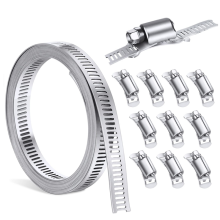 Slangklem RVS DIY Pijp 9,84ft Verstelbare Band met 10 Stuks Bevestiging