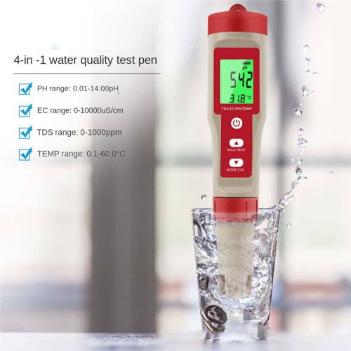 4-In-1 Digital PH Meter with PH/TDS/EC/Temp Function for Hydroponics,For Nutrients Growing, Indoor Garden,Brewing, Pool, 1