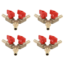 Lot de 4 robinets à boisseau sphérique à 3 voies/raccords de serrage cannelés pour tuyau de gaz 8 mm en laiton type Y pour outils de jardin