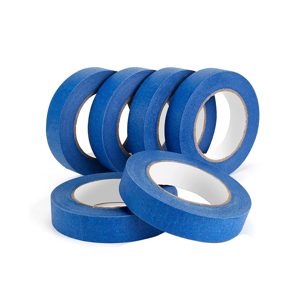Blauwe schilderstape - 6 stuks x 2,5 cm, 55 yards, crêpepapier afplaktape, verf voor muurschilderingen, knutselen