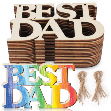 40 Stück „Best DAD“, unbehandeltes Holzhandwerk, Geschenkanhänger mit Schnur für Vatertagsgeschenke, Papas Geburtstagsparty-Dekorationen