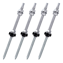 Hanger Bolts, M10 X 250 Mm, Pre-Assembled, V2A, Height-Adjustable, for Photovoltaic Solar Mounting Roofs, Set Of 4