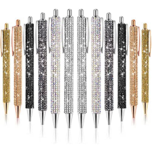 12 PCS Bling Pen Bulk Metall Kugelschreiber Diamant Kristall Einziehbare schwarze Tinte 0,7 mm 6 Farben