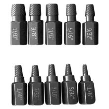 Upgrade schroefextractorset, 10 stuks 3,2-10,3 mm zware zeskantkopset voor door roest beschadigde bouten