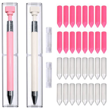 34-teiliges Stifte-Set, 2 nachfüllbare Wachsstifte mit 32 Wachsen, rotierender Klebepunkt-Bohrstift (Pink & Weiß)
