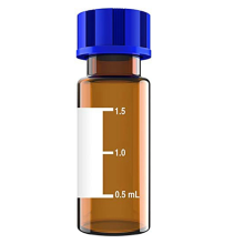 100er-Packung Autosampler-Fläschchen, 2 ml HPLC 9-425 Labor-Bernsteinfläschchen mit Beschriftungsfeld und Graduierungen, Schraubverschluss,