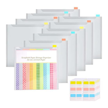 Scrapbook-Papier-Aufbewahrungs-Organizer mit 60 selbstklebenden Registern, 10er-Pack Plastiktüten zum Aufbewahren von Akten