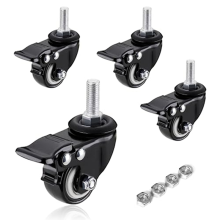 Roulettes pivotantes robustes, lot de 4, avec tige filetée (5/16 po), pivotantes et frein, pour chariots