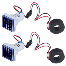 2 STÜCKE Stromspannung Hertz-Meter, Digital 3In1 22mm Voltmeter Amperemeter Hz-Meter AC 60-500V Frequenzanzeige