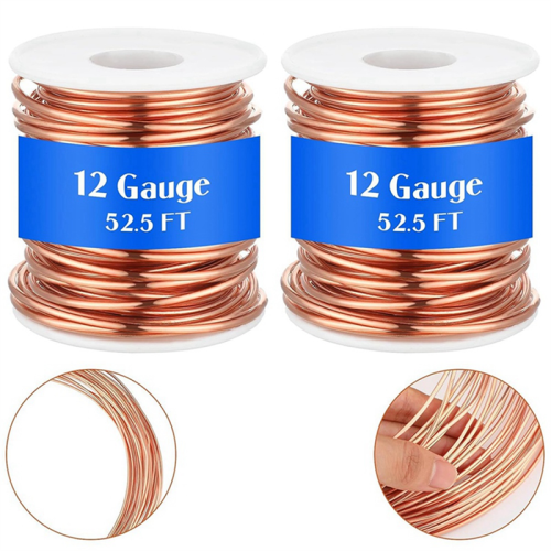 2 Rolls Soft Copper Wire Solid Bare Bendable for Electroculture, Jewelry Making (12 Gauge 52.49Feet Per Roll) 2