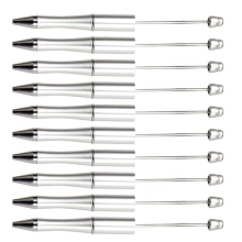 Lot de 20 stylos à bille rotatifs en plastique avec perles, pour décoration, bureau, école (argent)