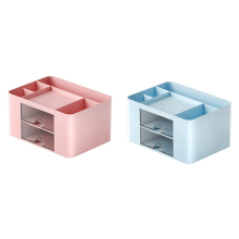 2 pezzi rosa + blu semplice cassetto trasparente scatola portaoggetti per bambini studenti ufficio scrivania ornamenti portapenne