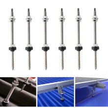 25cm Solar Hanger Bolts Panel Roof Mounting Screws M10 PV Bracket for Fixing 6Pc