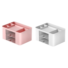 2 pezzi rosa + bianco semplice trasparente cassetto scatola portaoggetti per bambini studenti ufficio scrivania ornamenti portapenne