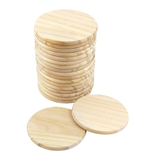 40Pcs Solid Wood Veneer Handmade Painting Plank Material Coasters for DIY Painted Carving 1