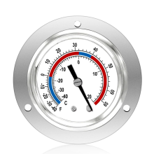 Kühlerthermometer, Kältemessgerät im Kapillardesign, -40 bis 65 / 20, 2-Zoll-Zifferblatt, Edelstahl-Panelmontage
