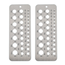 2 stuks roestvrijstalen boormeters voor bits van 1/16 inch tot 1/2 inch, bout- en draaddiameter-indexmeter, 29 gaten