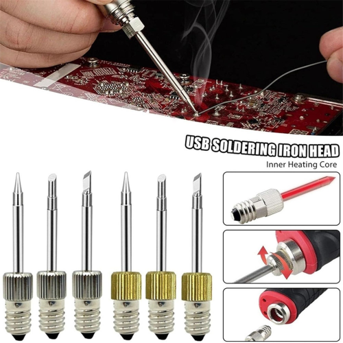 6Pcs Messing Löten Tipps USB Eisen Kopf Schweißen für E10 Interface Stationen 2