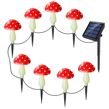 Lampada solare a forma di fungo, impermeabile, LED multicolore, per Natale, Halloween, giardino, cortile, prato, 8 pezzi, rosso