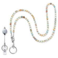 Perlen-Lanyard für Ausweise und Schlüssel, Süßes Lehrer-Lanyard, Naturstein Frauen