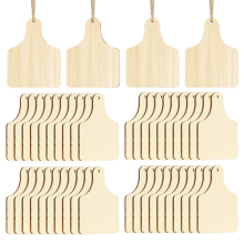 120 stuks houten koe oormerken onbehandeld hout om op te hangen met touwen voor doe-het-zelf knutsel kerstfeestdecoratie