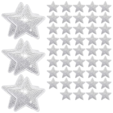 50 stuks ster pailletten naai-strijkapplicatie geborduurde patches vorm reparatie patch DIY (zilver)
