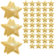 50 stuks ster pailletten naai-strijkapplicatie geborduurde patches vorm reparatie patch DIY (goud)