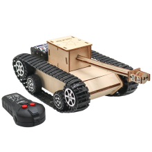 DIY Wooden Kids Science Experiment Kits-Remote Control Off Road Tracked Tank , Electric Motor Building Project for