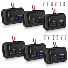 Stück 12 V/24 V RV-USB-Steckdose, Dual PD3.0 Typ-C (USB C) und Schnelllade-QC3.0-USB-A-Anschluss, Panelmontage, Autosteckdosenladegerät