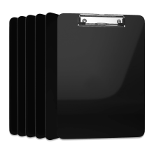 6er-Pack Klemmbretter aus Kunststoff, schwarze Klemmbretter, niedriges Metallbrett, Briefgröße, Großpackung, Klassenset