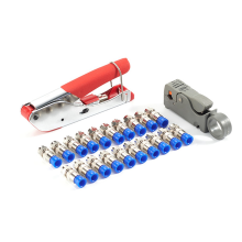 Pinza spelafili per crimpatura coassiale con utensile di estrusione F-Head, set di cavi spot