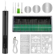 Penna per incisione elettrica con 35 bit, ricaricabile tramite USB, senza fili, incisore rotativo fai da te per legno, vetro e pietra