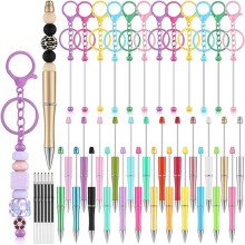 36 Perlenstift-Schlüsselanhängerstreifen, 12 Perlenstifte, 24 leere Stifte, Bastelset, Geschenk B