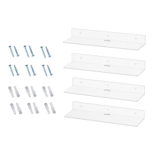 Heldere zwevende planken van acryl, 4 stuks, 11,6 inch, aan de muur te bevestigen voor slaapkamer, badkamer, woonkamer en gamekamer