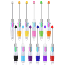 Lot de 12 stylos à perles multicolores 4 en 1, stylos à bille rétractables pour bricolage, étudiants et enfants