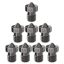 8-teiliges V6-Düsenset aus gehärtetem Stahl, 3D-Drucker-Hotend-Extruderdüsen 0,4 mm, 0,6 mm, 0,8 mm für I3