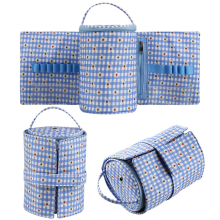 Kleine opbergtas voor garen, draagbare gebreide wollen tassen, opvouwbare cerchethaken voor naaigereedschap, accessoires, cadeau, blauw
