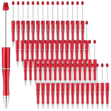 60 Stück Perlenstifte, Perlenstift, süßer, cooler DIY-Kugelschreiber mit schwarzer Tinte für Kinder, Mädchen, Studenten, Lehrer, rot