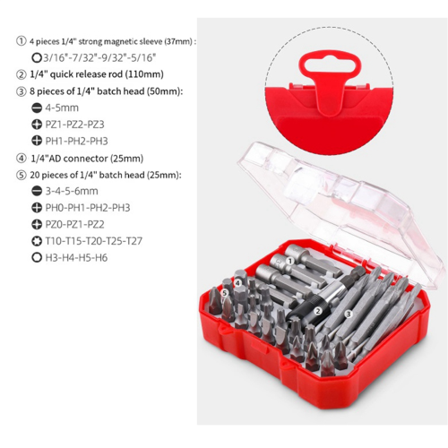 34Pcs Ratchet Screwdriver Batch Combination Plum Triangle Special-Shaped Home Set Box 2