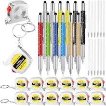 Multifunktionales Stift-Geschenkset inklusive Maßband, 6-in-1-Praktischer Stift, Geeignet für Gastgeschenke zum Männergeburtstag, 12-teilig