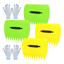 Garden Leaf Scoops & Gloves Set, 2 Pairs of , Adjustable-Handle Claws, High-Quality Plastic Hand Rakes
