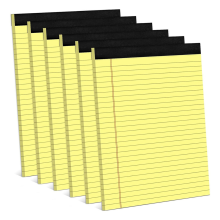 6-pack gele notitieblokken 8,5 x 11,75 inch smal gelinieerd schrijfpapier voor college