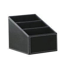 Bureau-organizer van PU-leer, multifunctionele opbergdoos voor kantoorpen, mobiele telefoon, visitekaartjes, zwart
