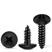 100 stuks 6 x 1/2 inch 18-8 (A2) roestvrijstalen kruiskopschroeven met kruiskop, zwart gecoat, volledige draad