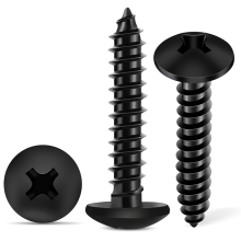 100 stuks 6 x 3/4 inch 18-8 (A2) roestvrijstalen kruiskopschroeven met kruiskop, zwart gecoat, volledige draad